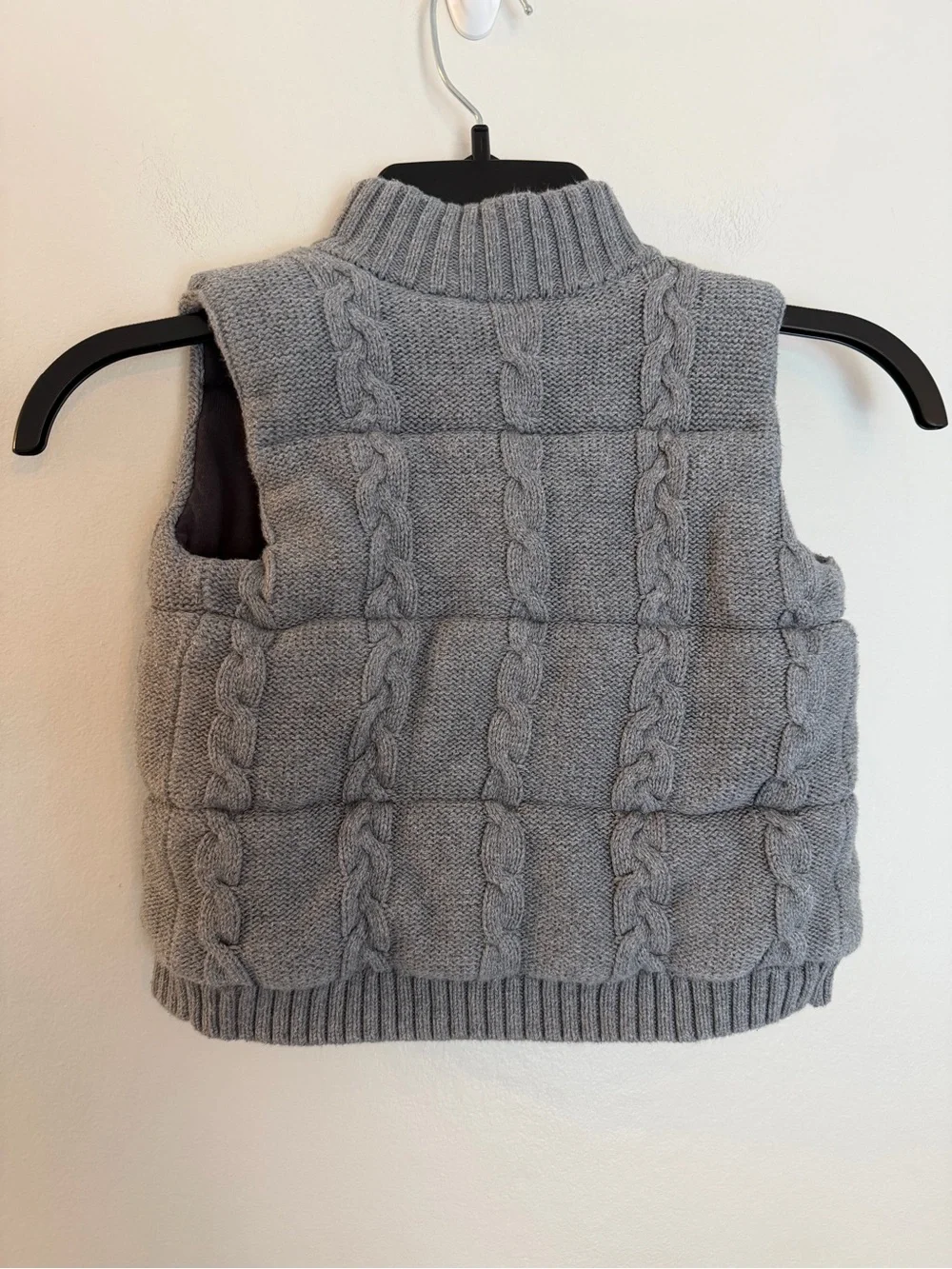 Janie and Jack Toddler Cable Knit Puffer Vest in Gray - Size 2T